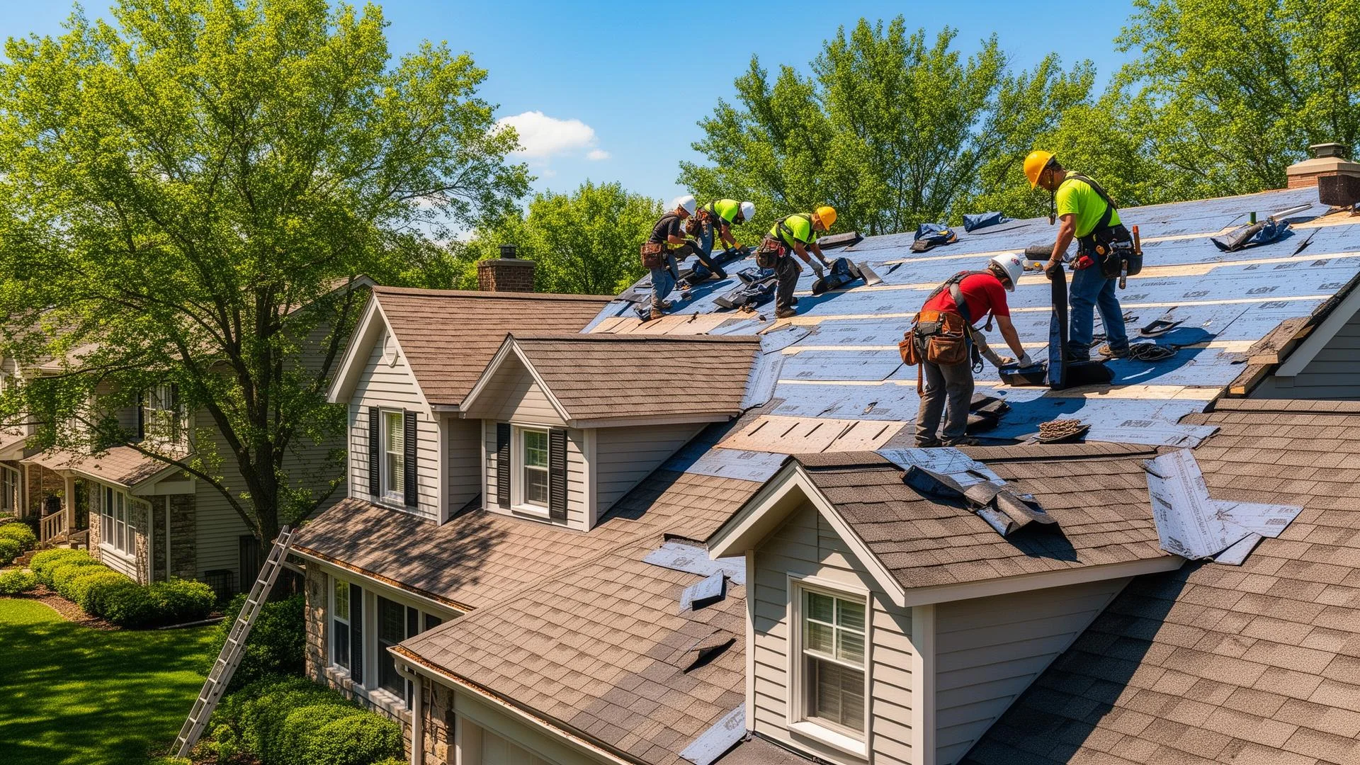 Roman Roofing IL team installing asphalt shingles